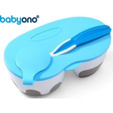 Baby Ono - Tigela de duas câmaras com colher azul