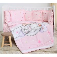 Conjunto textil de cama 5pç + Amortecedor Berço Lorelli Ranforce Butterflies Pink