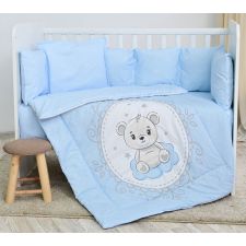 Conjunto textil de cama 5pç + Amortecedor Berço Lorelli Ranforce Little Bear Blue