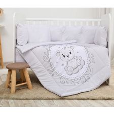 Conjunto textil de cama 5pç + Amortecedor Berço Lorelli Ranforce Little Bear Grey